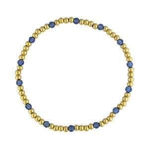 Fashion 404031 <br> Fashion bracelet 3mm goldplated brass w/faceted colored beads - sapphire blue - set of 6