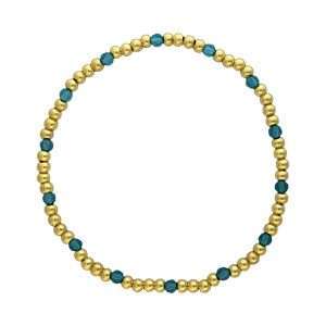 Fashion 404032 <br> Fashion bracelet 3mm goldplated brass w/faceted colored beads - light blue - set of 6