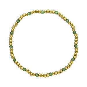 Fashion 404033 <br> Fashion bracelet 3mm goldplated brass w/faceted colored beads - light green - set of 6