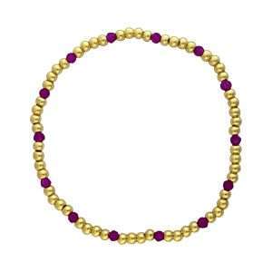 Fashion 404035 <br> Fashion bracelet 3mm goldplated brass w/faceted colored beads - pink - set of 6