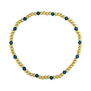 Fashion 404036 <br> Fashion bracelet 3mm goldplated brass w/faceted colored beads - teal - set of 6