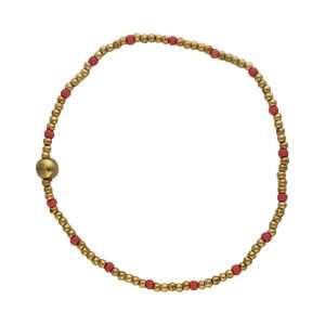 Fashion 404042 <br> Fashion bracelet 18K goldplated brass bead 3mm w/ seed beads w/5mm center - coral - set of 6