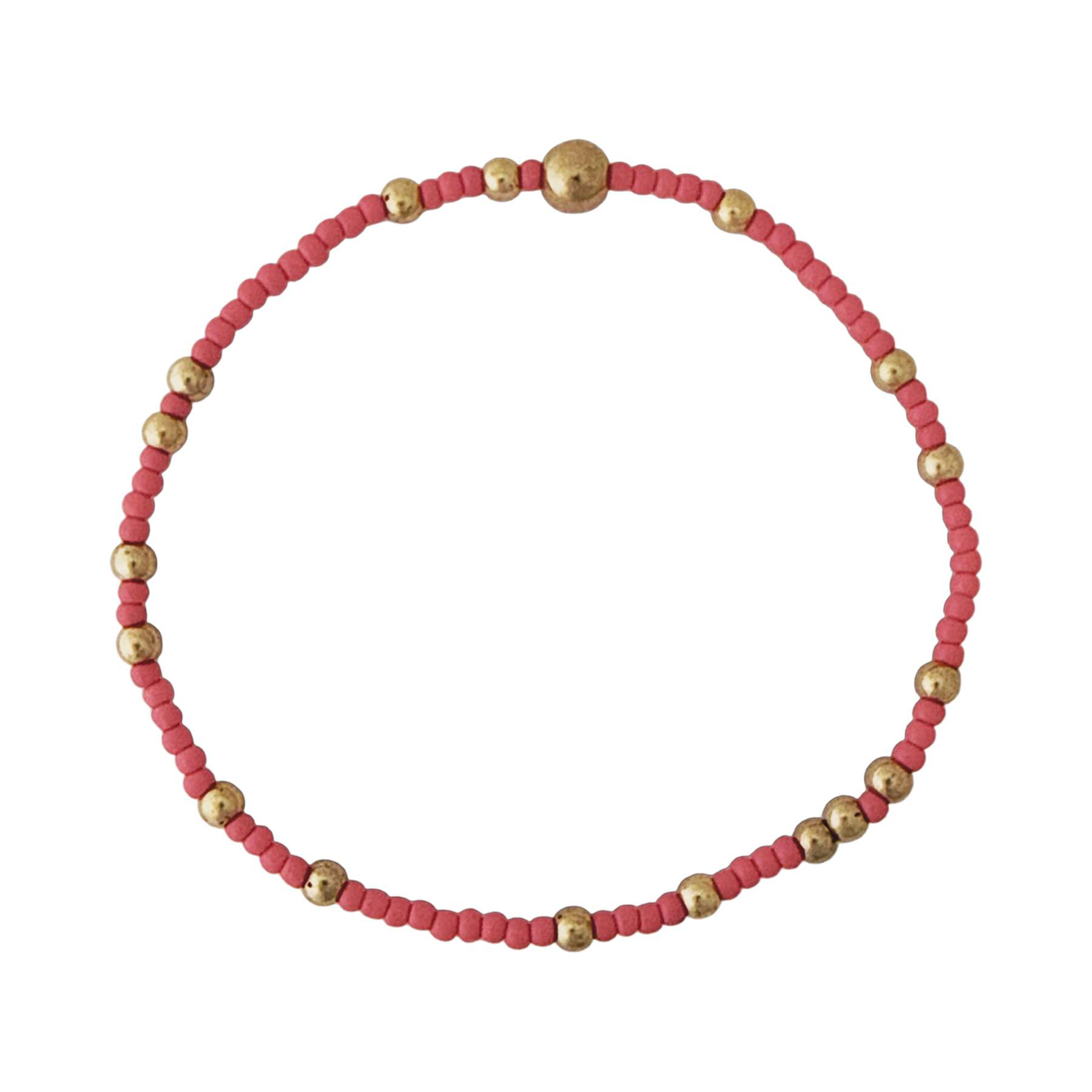 Fashion 404043 <br> Fashion bracelet 18K goldplated brass bead 3mm w/ seed beads w/5mm center, alternating - coral - set of 6 - Image 1