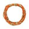 Fashion 404044 <br> Fashion bracelet 18K goldplated brass bead 3mm w/ seed beads w/5mm center, alternating - orange - set of 6 - Thumbnail Image 2