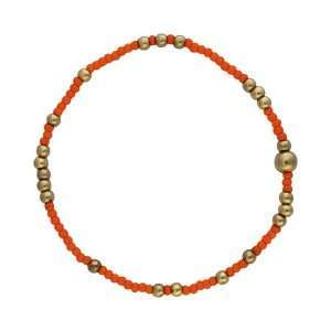 Fashion 404044 <br> Fashion bracelet 18K goldplated brass bead 3mm w/ seed beads w/5mm center, alternating - orange - set of 6
