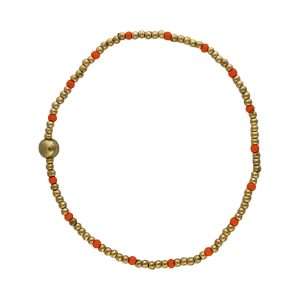 Fashion 404045 <br> Fashion bracelet 18K goldplated brass bead 3mm w/ seed beads w/5mm center - orange - set of 6