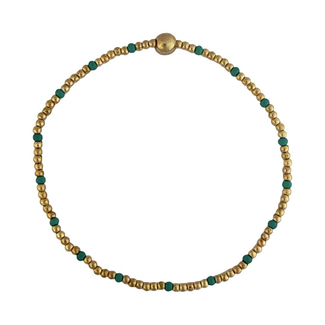 Fashion 404067 <br> Fashion bracelet 18K goldplated brass & seed beads - turquoise - set of 3 - Image 2