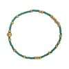 Fashion 404048 <br> Fashion bracelet 18K goldplated brass bead 3mm w/ seed beads w/5mm center, alternating - turquoise - set of 6 - Thumbnail Image 1