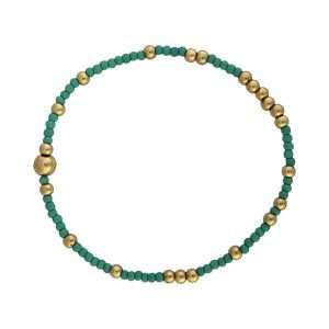 Fashion 404048 <br> Fashion bracelet 18K goldplated brass bead 3mm w/ seed beads w/5mm center, alternating - turquoise - set of 6
