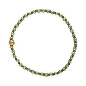 Fashion 404049 <br> Fashion bracelet 18K goldplated brass bead 3mm w/ seed beads w/5mm center, alternating - turquoise - set of 6