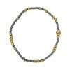 Fashion 404050 <br> Fashion bracelet 18K goldplated brass bead 3mm w/ seed beads w/5mm center, alternating - silver - set of 6 - Thumbnail Image 1