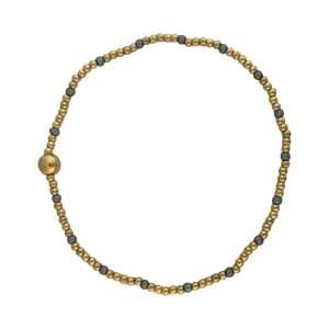 Fashion 404051 <br> Fashion bracelet 18K goldplated brass bead 3mm w/ seed beads w/5mm center - silver - set of 6