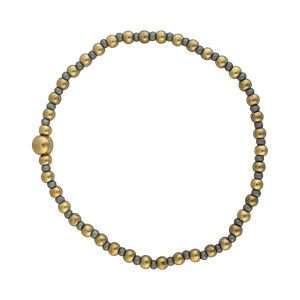 Fashion 404052 <br> Fashion bracelet 18K goldplated brass bead 3mm w/ seed beads w/5mm center, alernating - silver - set of 6