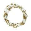 Fashion 404053 <br> Fashion bracelet 18K goldplated brass bead 3mm w/ seed beads w/5mm center, alternating - white - set of 6 - Thumbnail Image 2
