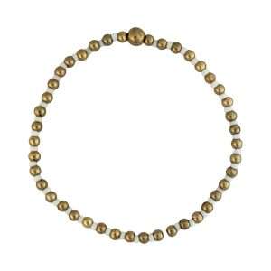 Fashion 404055 <br> Fashion bracelet 18K goldplated brass bead 3mm w/ seed beads w/5mm center, alternating - white - set of 6