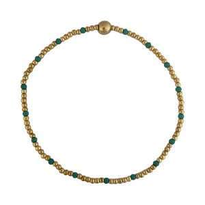 Fashion 404056 <br> Fashion bracelet 18K goldplated brass bead 3mm w/ seed beads w/5mm center, alternating - blue - set of 6