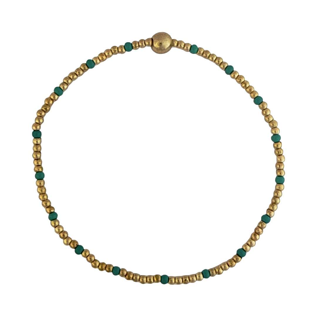 Fashion 404056 <br> Fashion bracelet 18K goldplated brass bead 3mm w/ seed beads w/5mm center, alternating - blue - set of 6 - Image 1