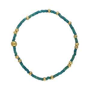 Fashion 404057 <br> Fashion bracelet 18K goldplated brass bead 3mm w/ seed beads w/5mm center - blue - set of 6