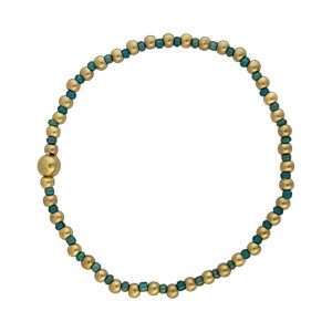 Fashion 404058 <br> Fashion bracelet with seed beads, alternating with 18K goldplated brass beads - blue - set of 6