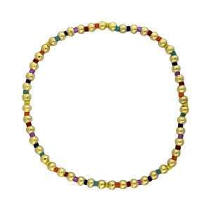 Fashion 404059 <br> Fashion bracelet 18K goldplated brass bead 3mm alternating w/ heishi - multicolor - set of 6