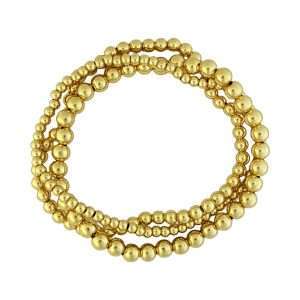 Fashion 404061 <br> Fashion bracelet 18k goldplated brass beads various sizes -set of 3