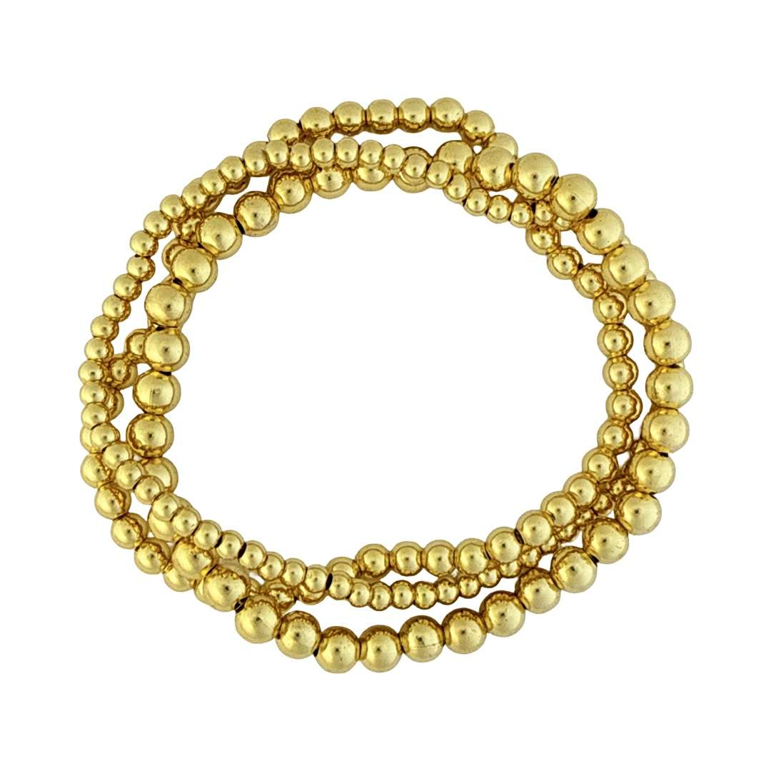 Fashion 404061 <br> Fashion bracelet 18k goldplated brass beads various sizes -set of 3 - Image 1
