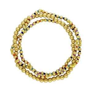 Fashion 404064 <br> Fashion bracelet 18K goldplated brass beads + heishi beads - set of 3