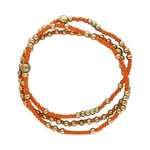 Fashion 404066 <br> Fashion bracelet 18K goldplated brass & seed beads - orange - set of 3