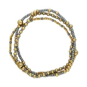 Fashion 404068 <br> Fashion bracelet 18K goldplated brass & seed beads - silver - set of 3