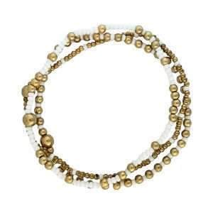 Fashion 404069 <br> Fashion bracelet 18K goldplated brass & seed beads - white - set of 3