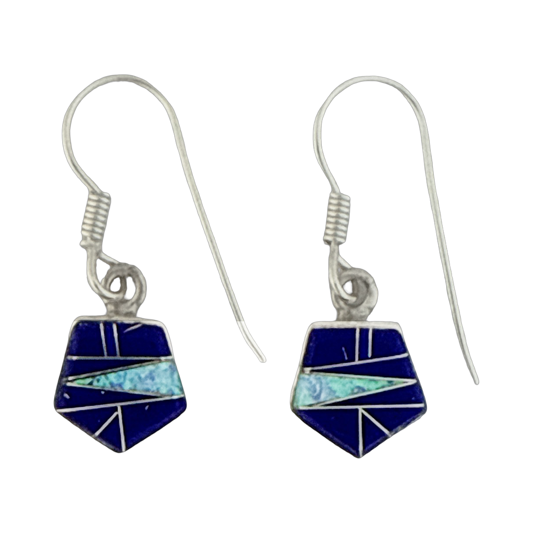 Inlay E-2270S-wire <br> earring inlay pentagon on wire - Image 1