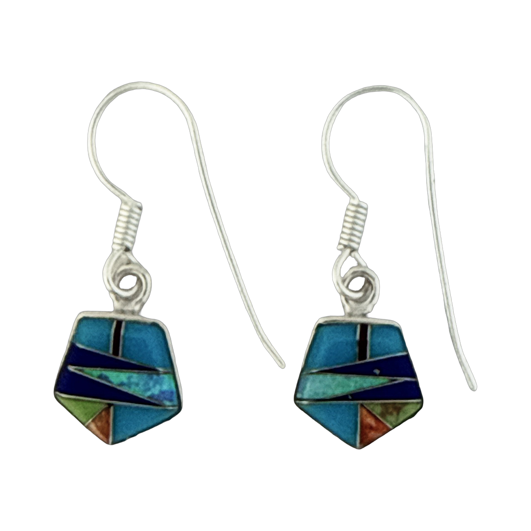 Inlay E-2270S-wire <br> earring inlay pentagon on wire - Image 4