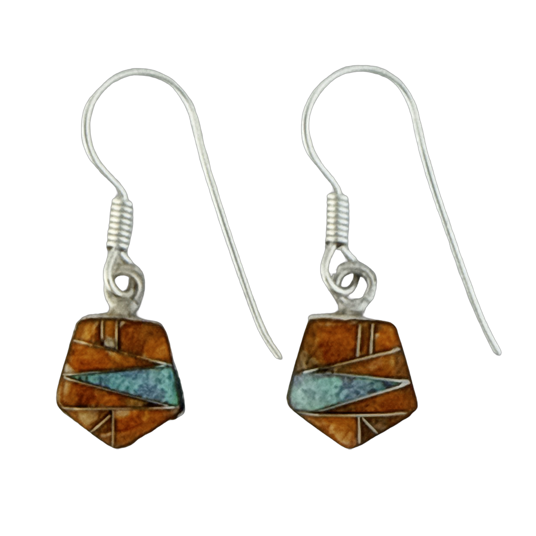 Inlay E-2270S-wire <br> earring inlay pentagon on wire - Image 3