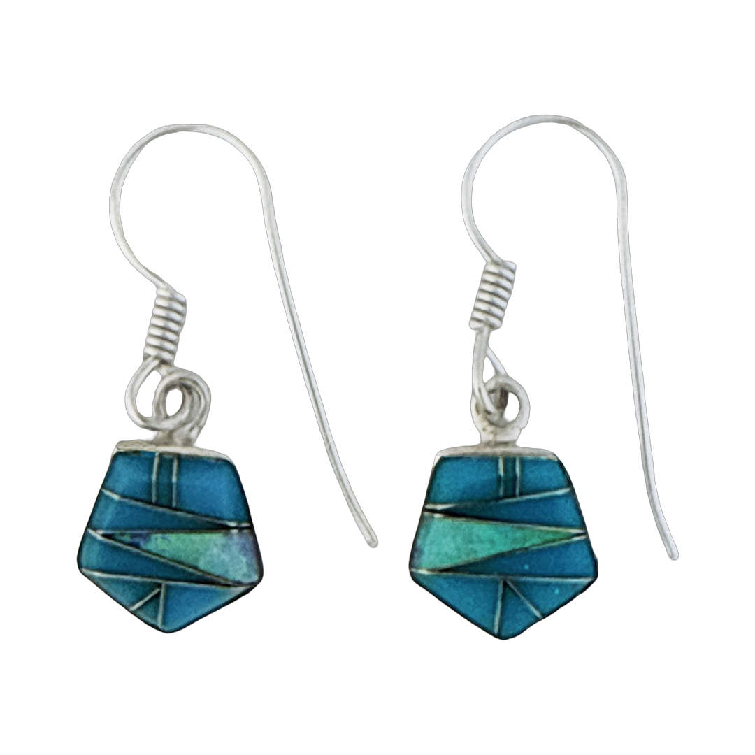 Inlay E-2270S-wire <br> earring inlay pentagon on wire - Image 2