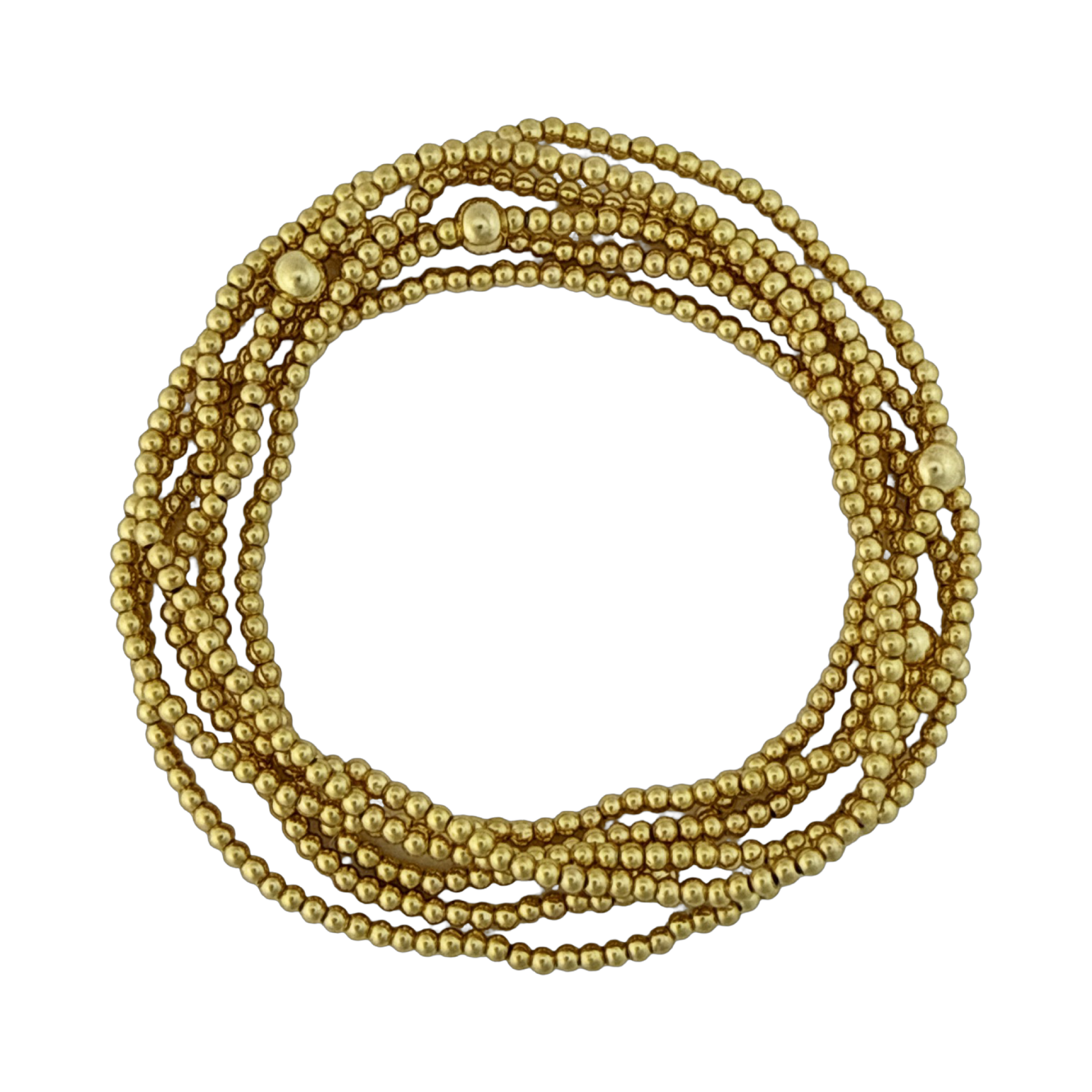 Fashion 404015 <br> Fashion bracelet 18k Gold plated brass 2mm + 1x3mm beads - set of 6 - Image 2
