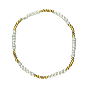 Fashion 404027 <br> Fashion bracelet 3mm pearls + 2.5mm gold plated brass - set of 6