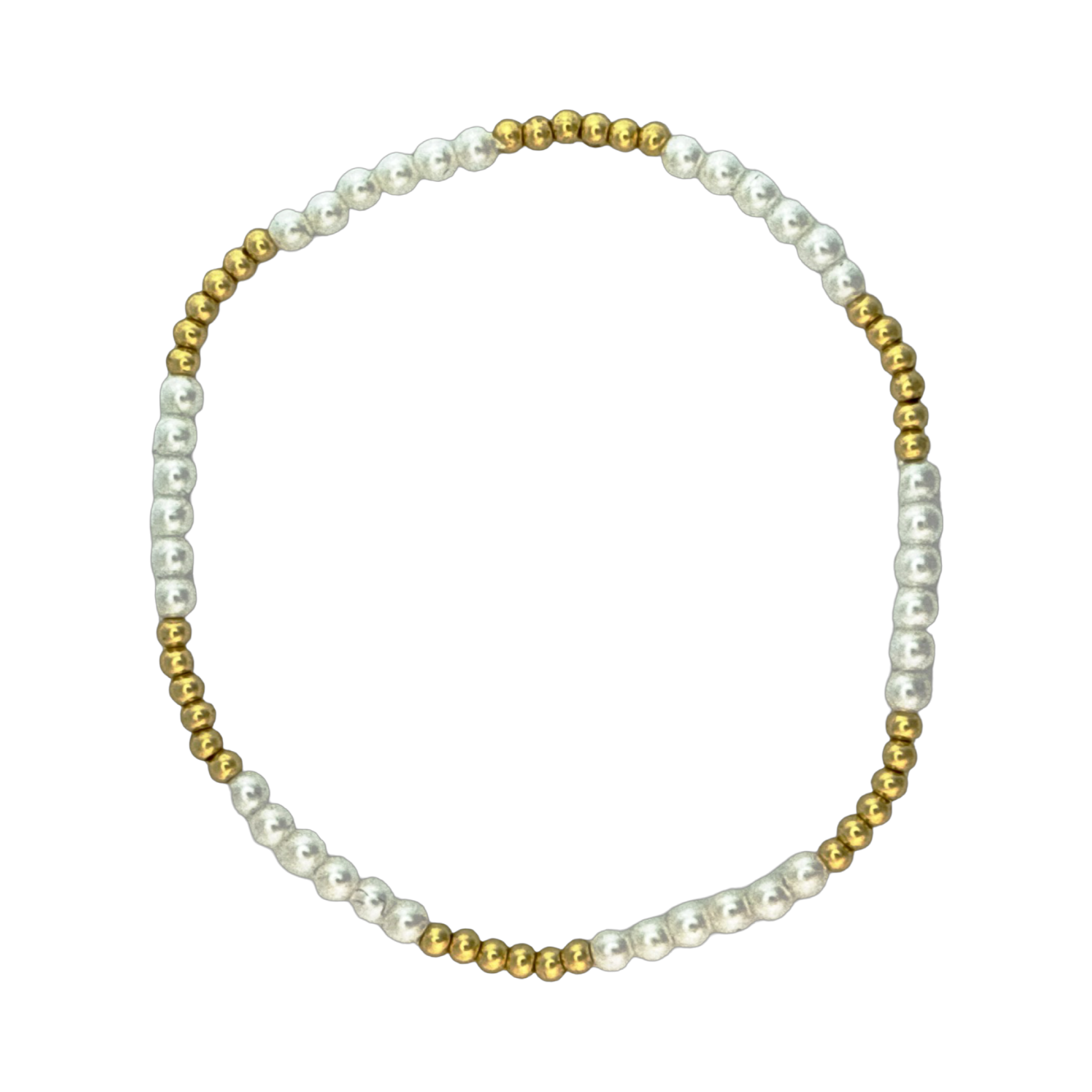 Fashion 404027 <br> Fashion bracelet 3mm pearls + 2.5mm gold plated brass - set of 6 - Image 1