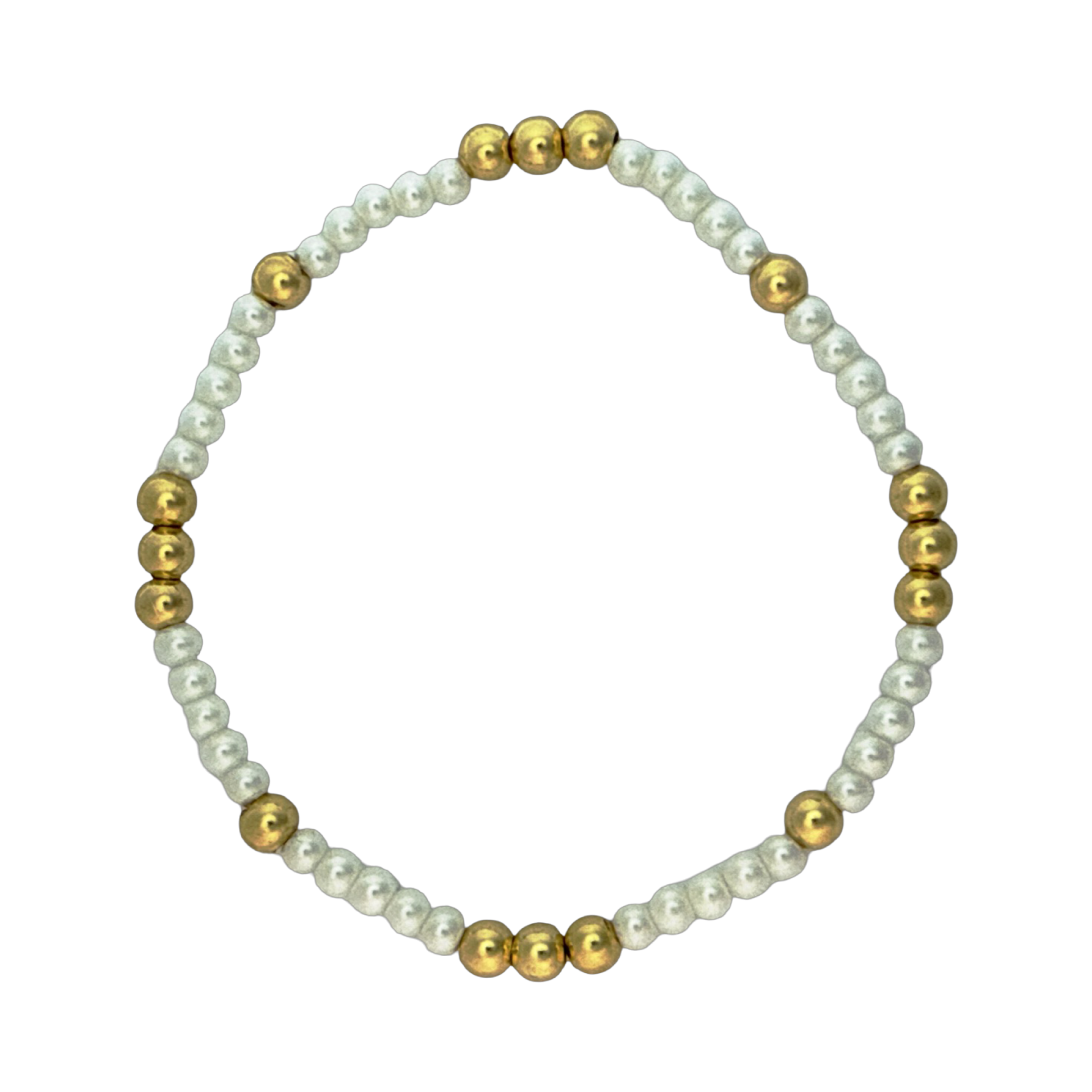 Fashion 404028 <br> Fashion bracelet 3mm pearls + 4mm brass gold plated - set of 6 - Image 1