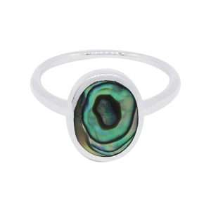 10489<br>ring 8mm round framed ABALONE  .925