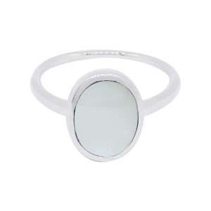 10490<br>ring 8mm round framed MOTHER OF PEARL  .925
