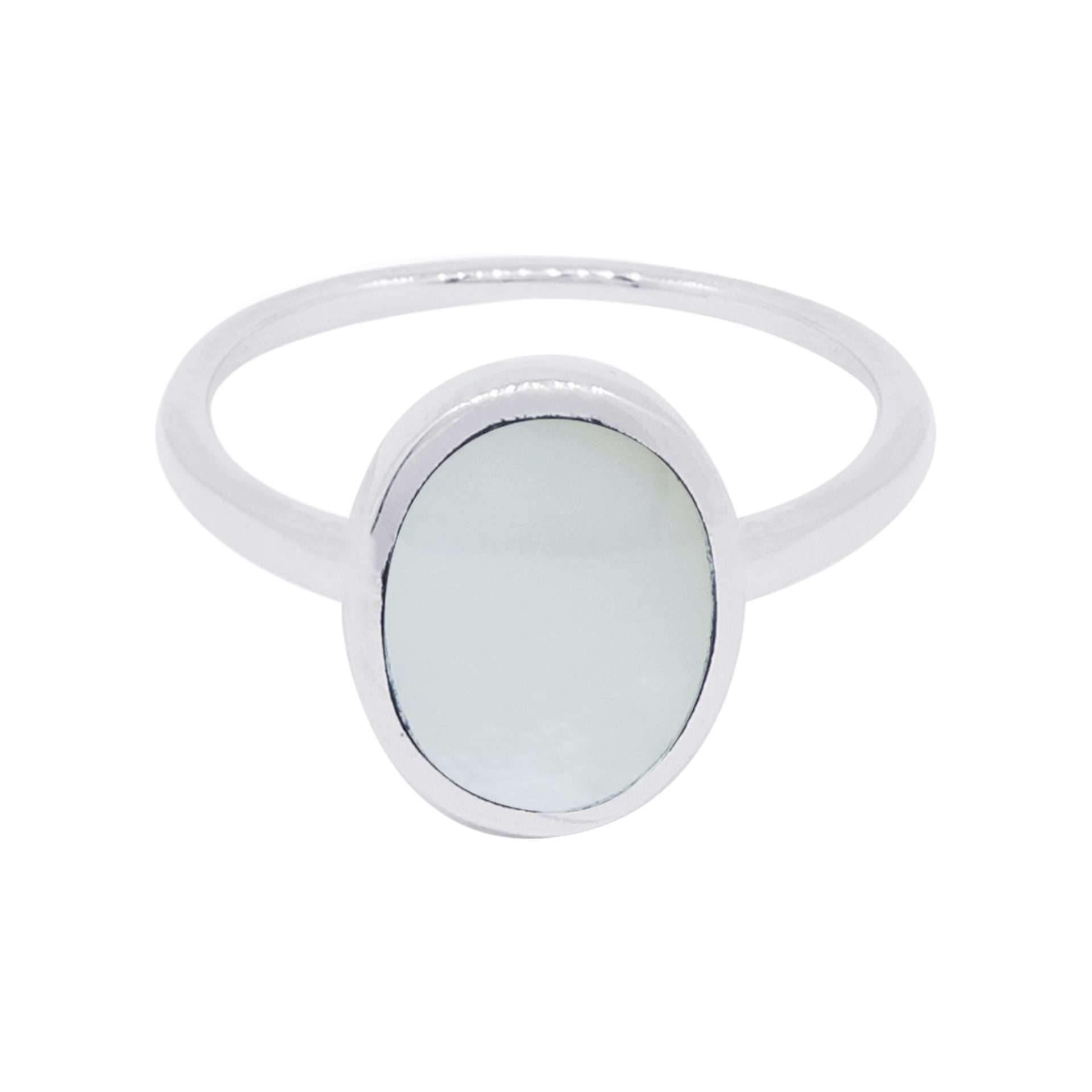 10490<br>ring 8mm round framed MOTHER OF PEARL  .925 - Image 1
