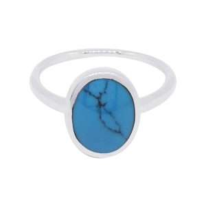 10491<br>ring 8mm framed Reconstituted TQ .925 *5-9