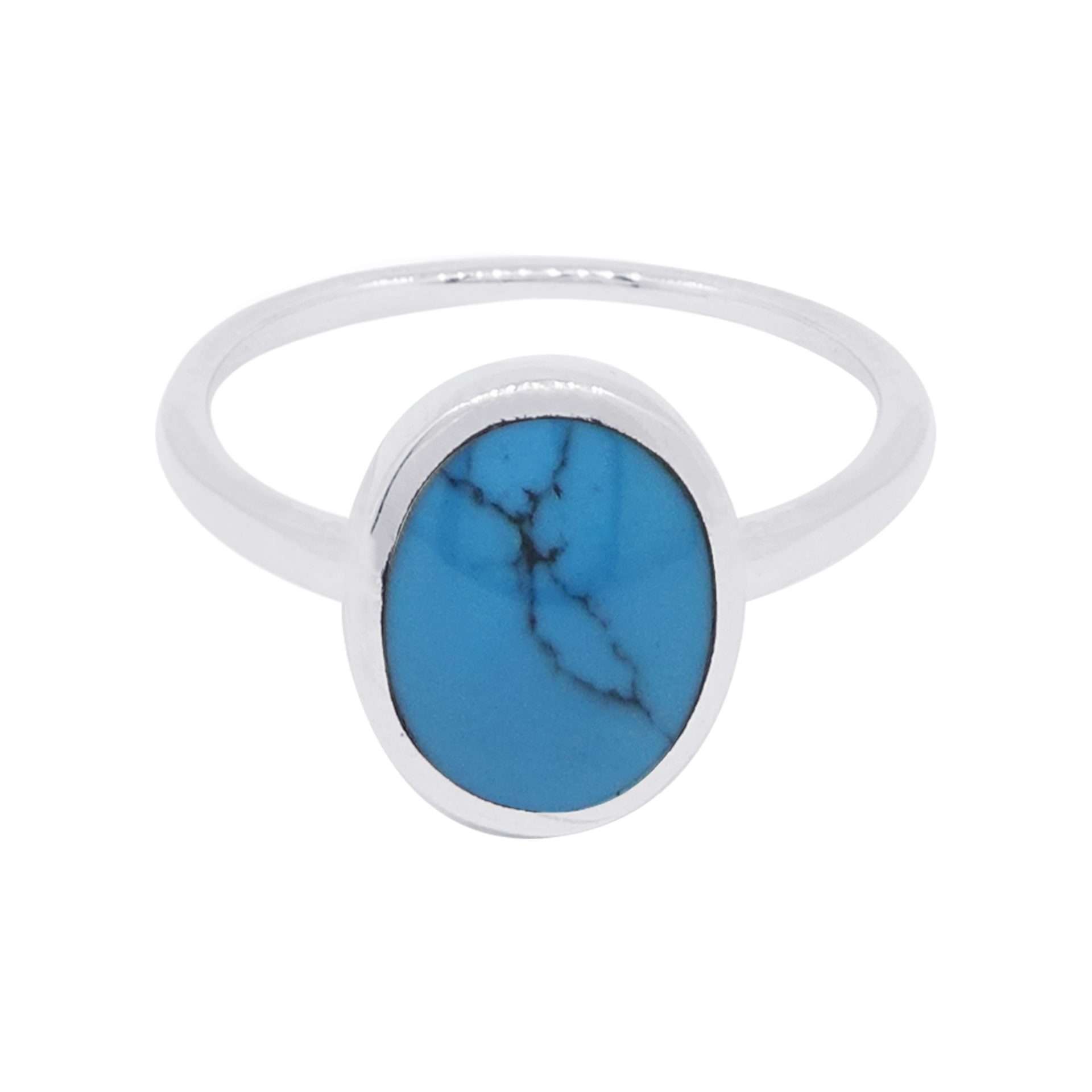 10491<br>ring 8mm framed Reconstituted TQ .925 *5-9 - Image 1