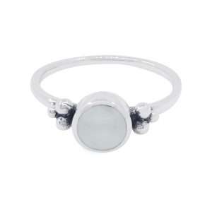10493<br>ring 6mm round framed w/ 3dot design MOTHER OF PEATL .925