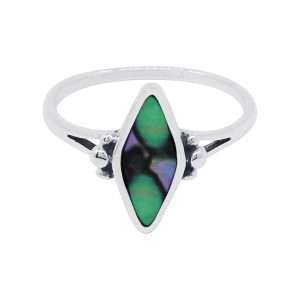 10495<br>ring 7X14mm marquise framed ABALONE w/ 3 dot design .925 *5-9