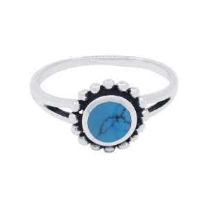 10500<br>ring 6mm rd beaded frame RECONSTITUTED TQ  .925