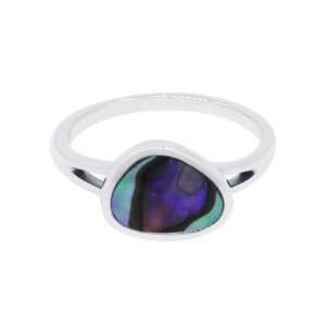 10501<br>ring rounded triangle beaded frame ABALONE .925