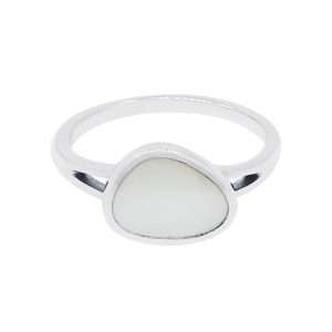 10502<br>ring rounded triangle beaded frame MOTHER OF PEARL  .925