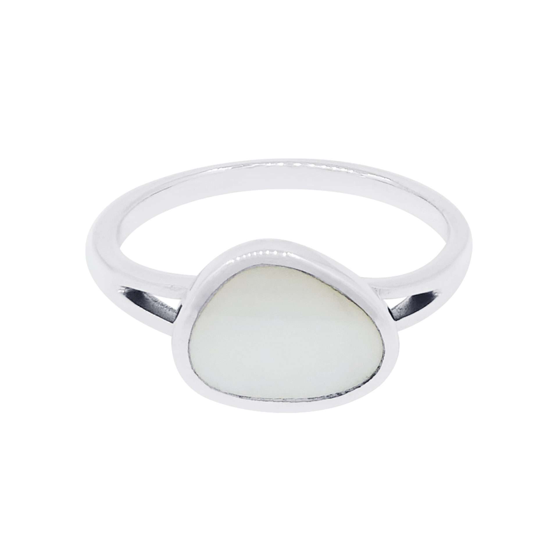 10502<br>ring rounded triangle beaded frame MOTHER OF PEARL  .925 - Image 1