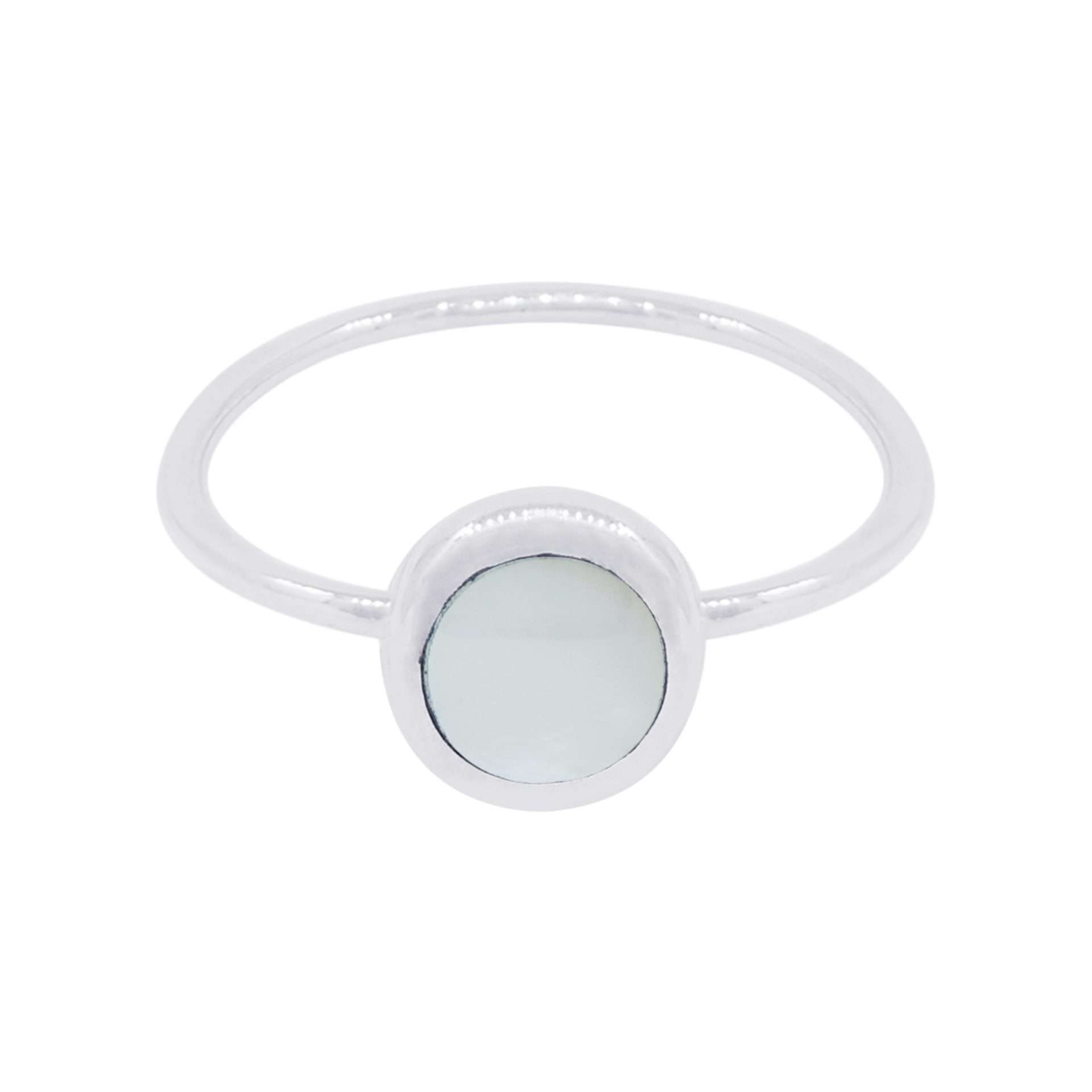 10505<br>ring round 7mm MOTHER OF PEARL  .925 - Image 1